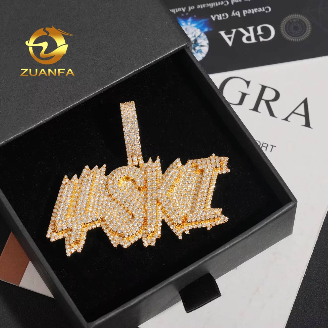 Custom Name Pendant VVS Moissanite Pendant Men Moissanite Letter Pendant Initial Name Jewelry Necklace Personal Hip Hop Pendant