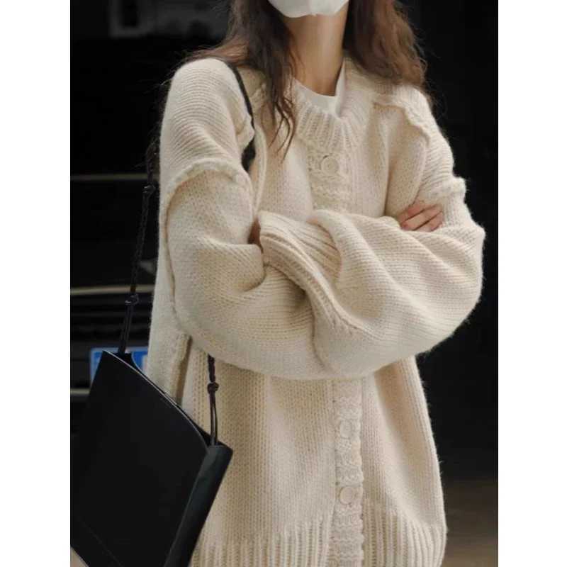 Autumn and Winter Fashion Womens New Womens Crew Neck Cardigan Sweater Casual Button Singlebreasted Knitwear TopT251101