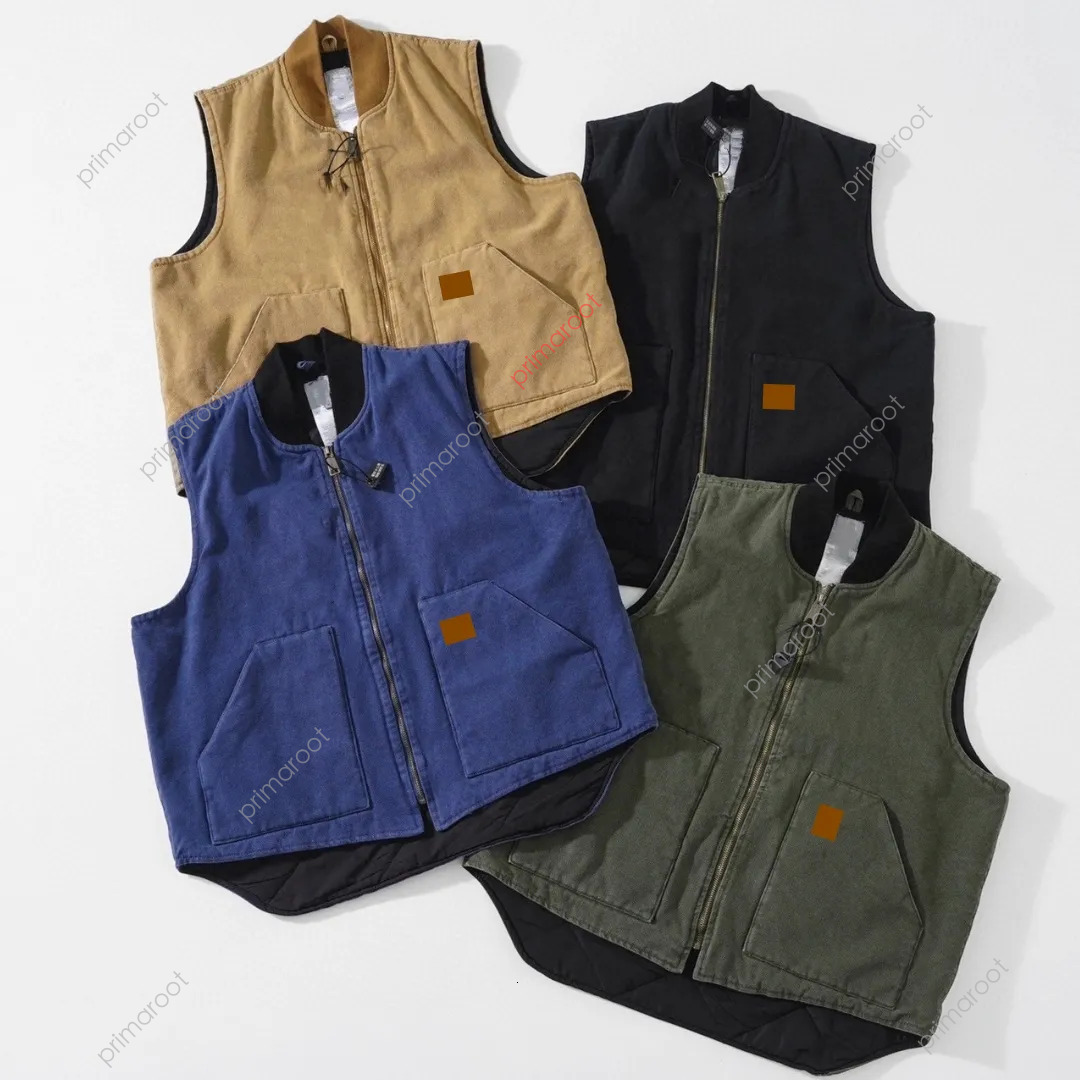 Carharretly Gilet Jacket Designer Vest Men Mens Classic Style Cavans Fabric Cotton Fill Warm Short Vintage Wholesale Price luxury