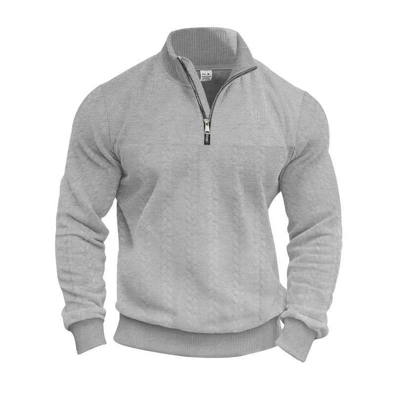 Mens Winter And Autumn Warm Pullover Hoodie Featuring A QuarterZip Design And Jacquard Pattern Mens LongSleeved Hoodie L251031