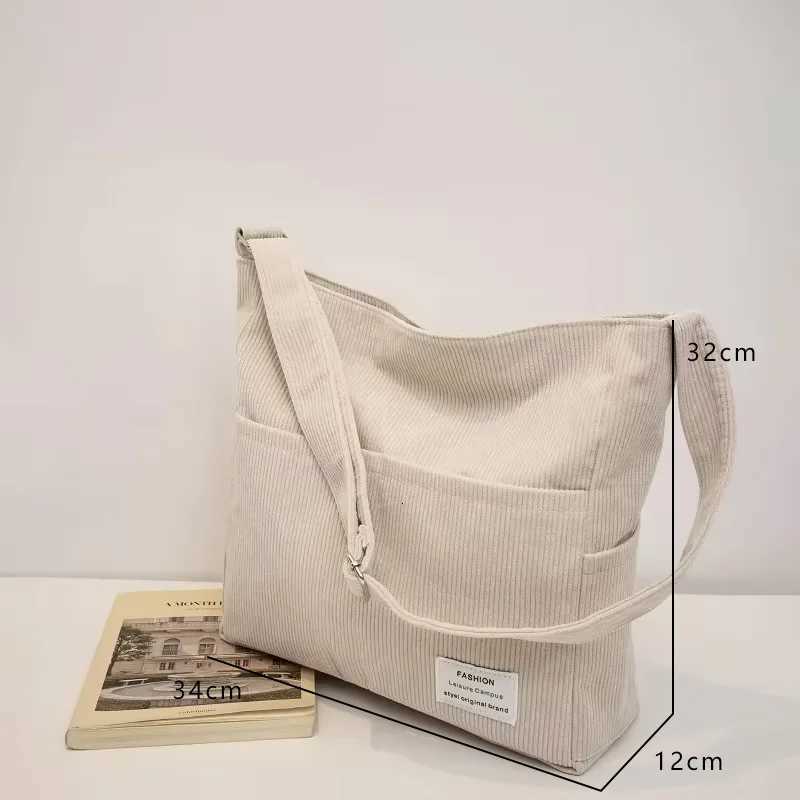 JIOMAY White Corduroy Shoulder Bag for Women 2025 Adjustable Strap Large Capacity Handbag Leisure Shopping Bag Crossbody BagW251101