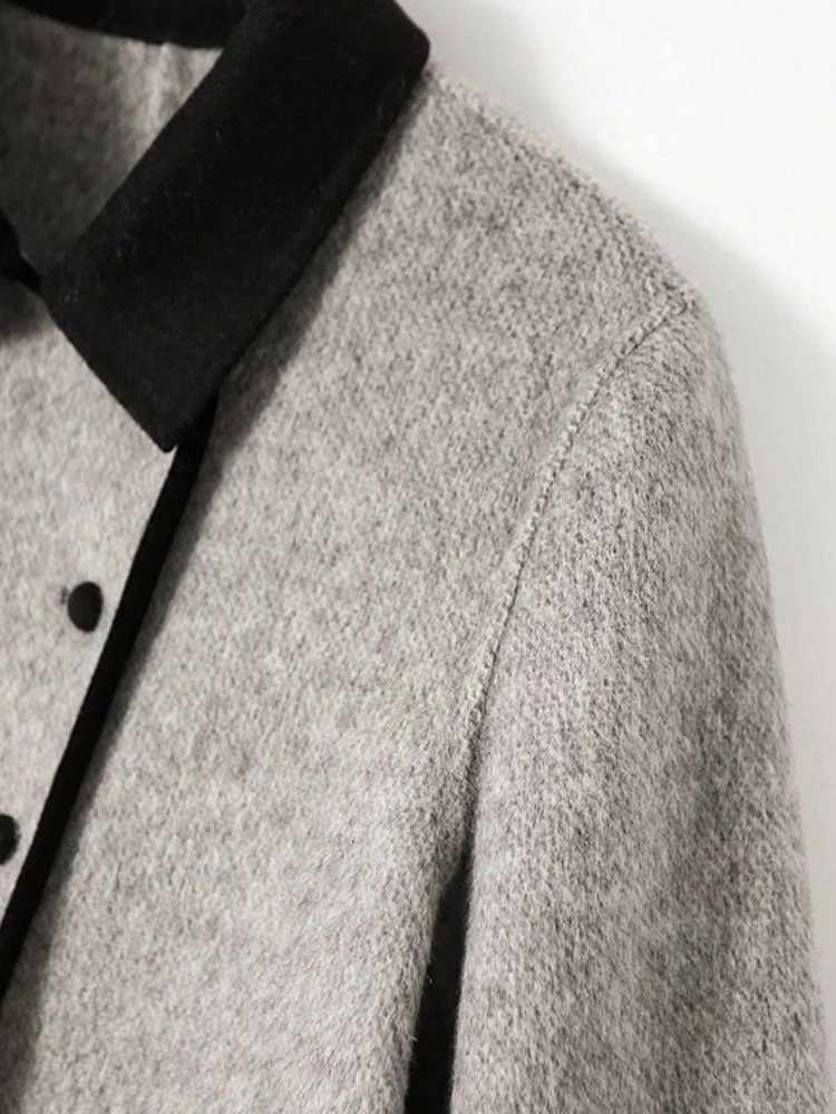 On Sale New In Coats Jackets Woman Clothing Autumn Winter Woolen Coat for Women Color Contrast Elegant Lady Outerwear CoatT251101