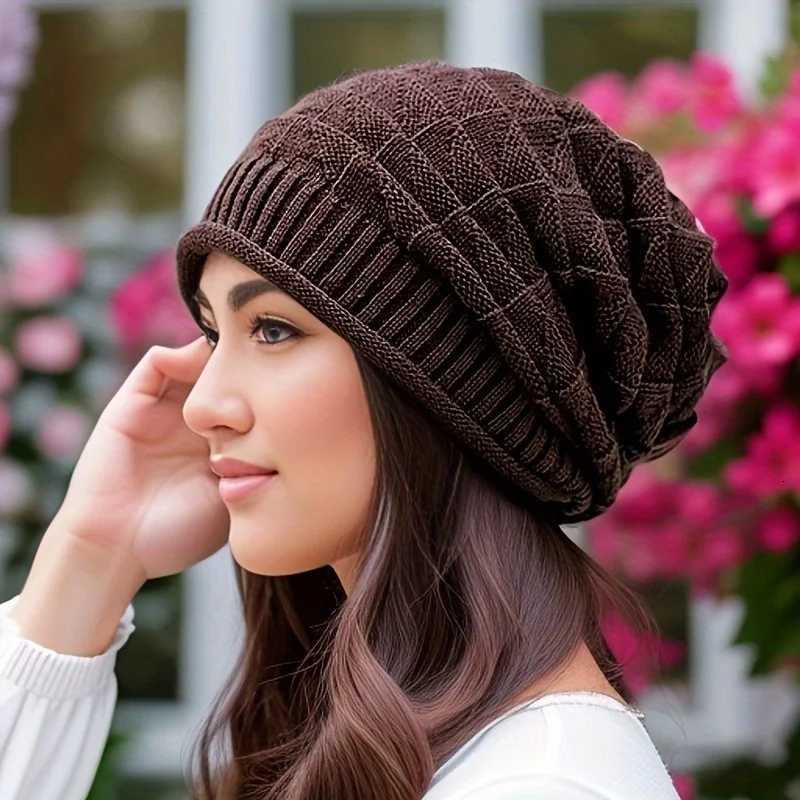 Lightweight Knit Cap Elastic Winter Knitted Beanie Hat with Fashionable Polyester Chunky Slouch and Hand Washable Ear WarmersXJ251101