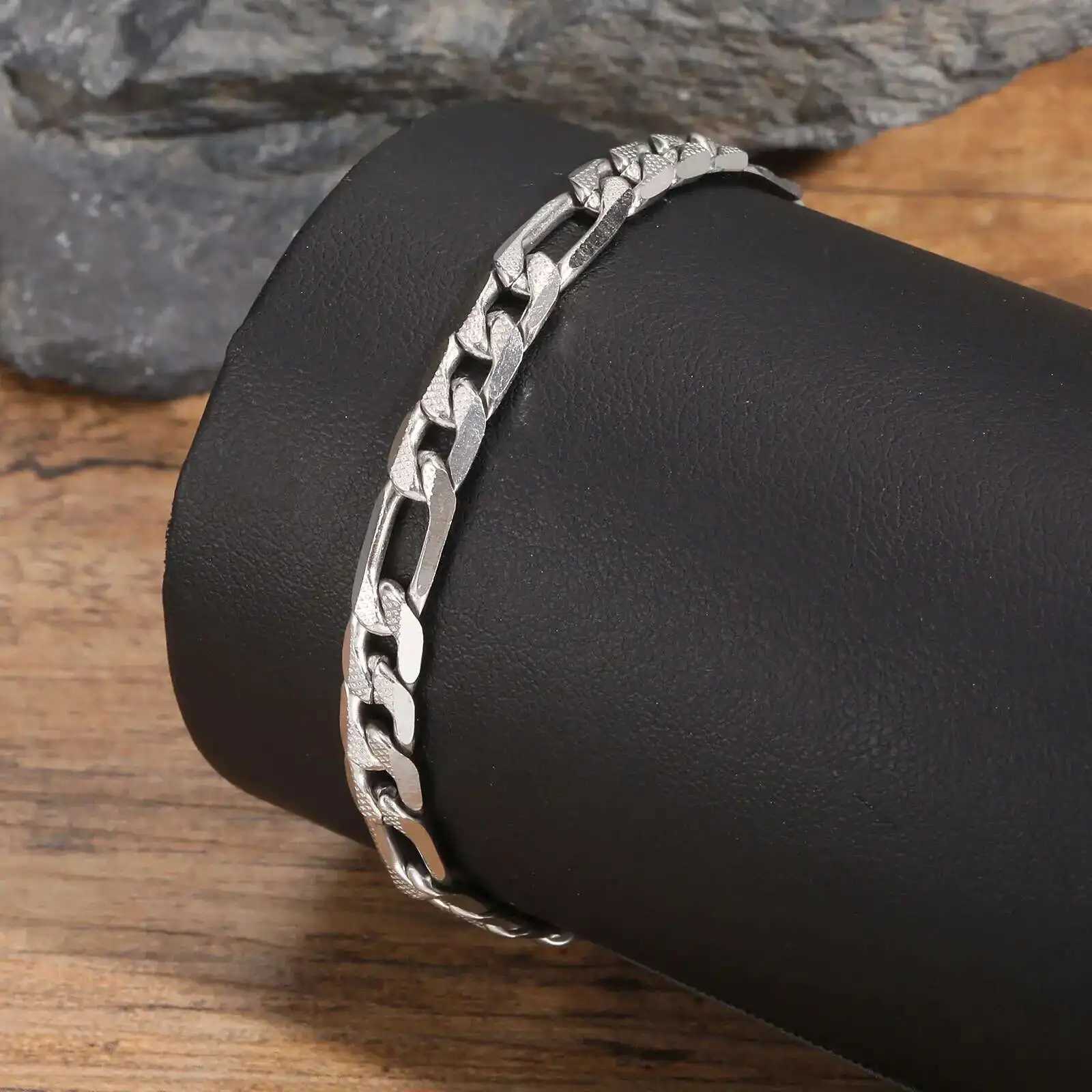 Prjewel never fades waterproof stainless steel Figaro Ks mens fashion pattern chain simple casual mens jewelry bracelet Y250329