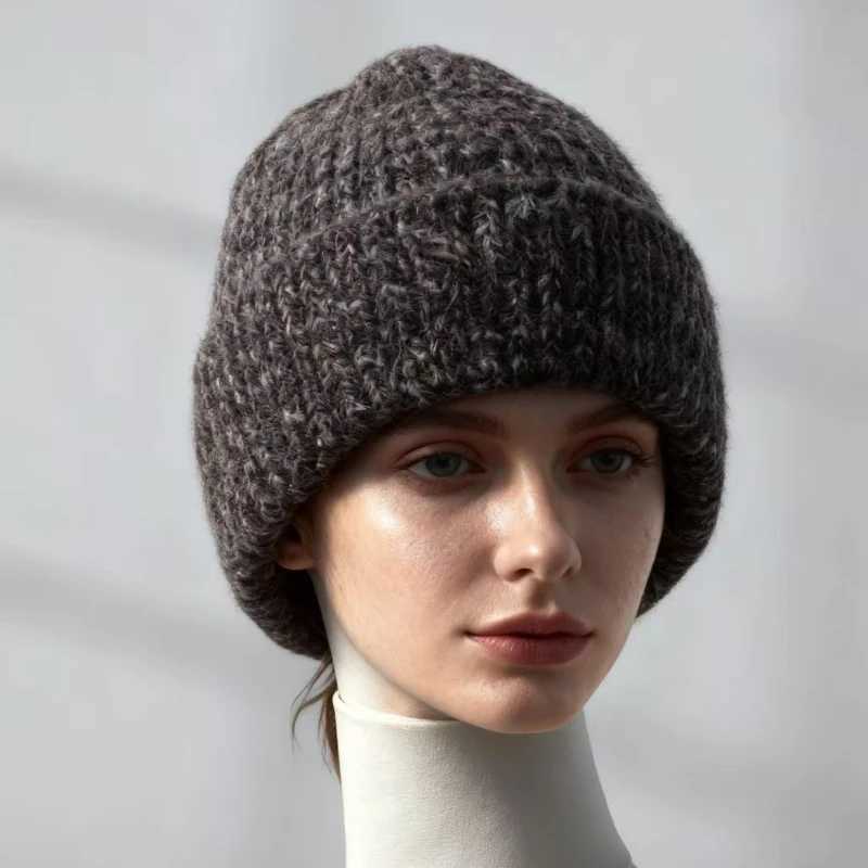 2025 Wool Warm Winter Hat for Woman Big Head Soft Beanies Female Thick Knitted Cashmere Hat Unisex Skiing Ski Outdoor CapXJ251101