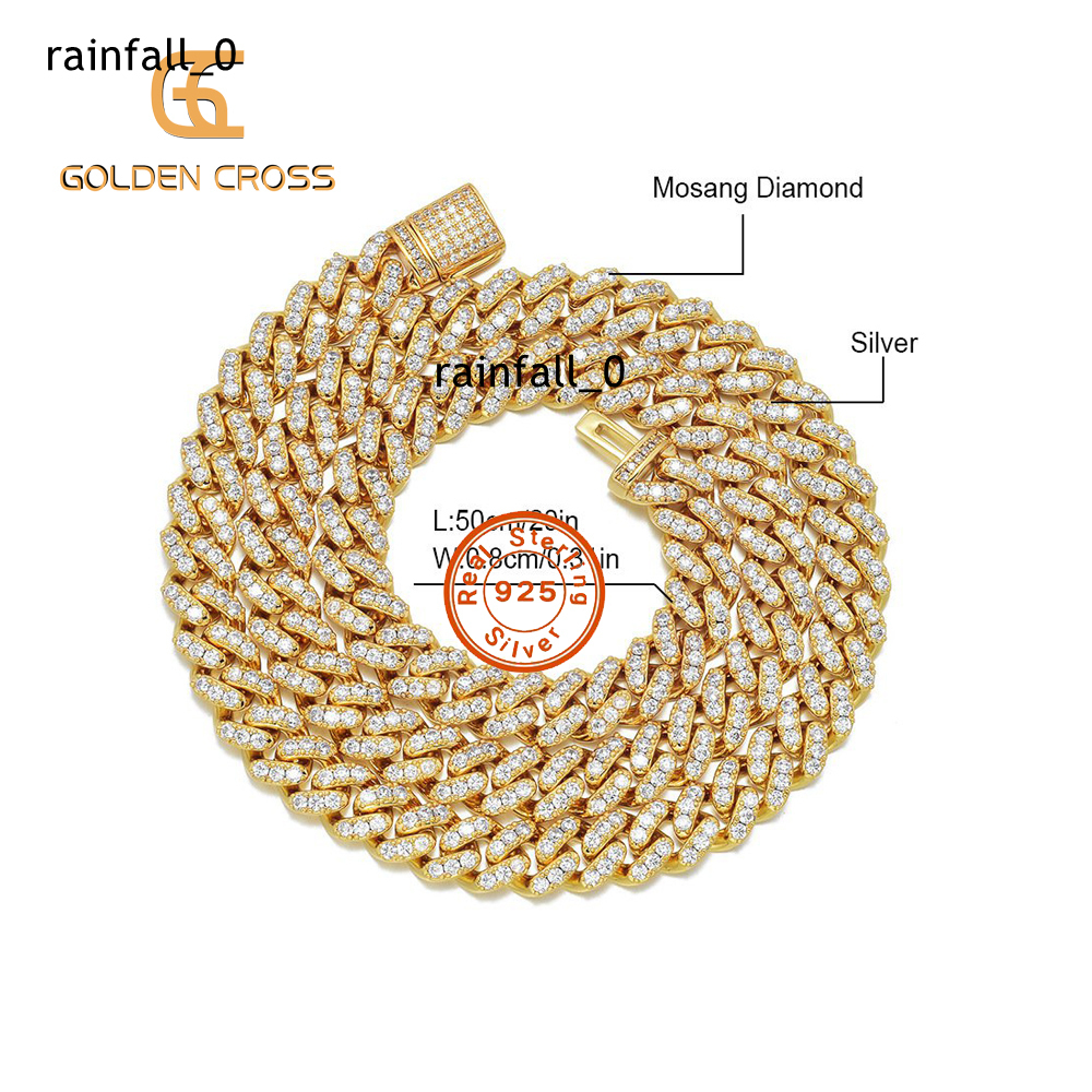 Advanced 925 Silver Moissanite Cuban Chain Necklace From Mozambique 8mm Cuban Chain