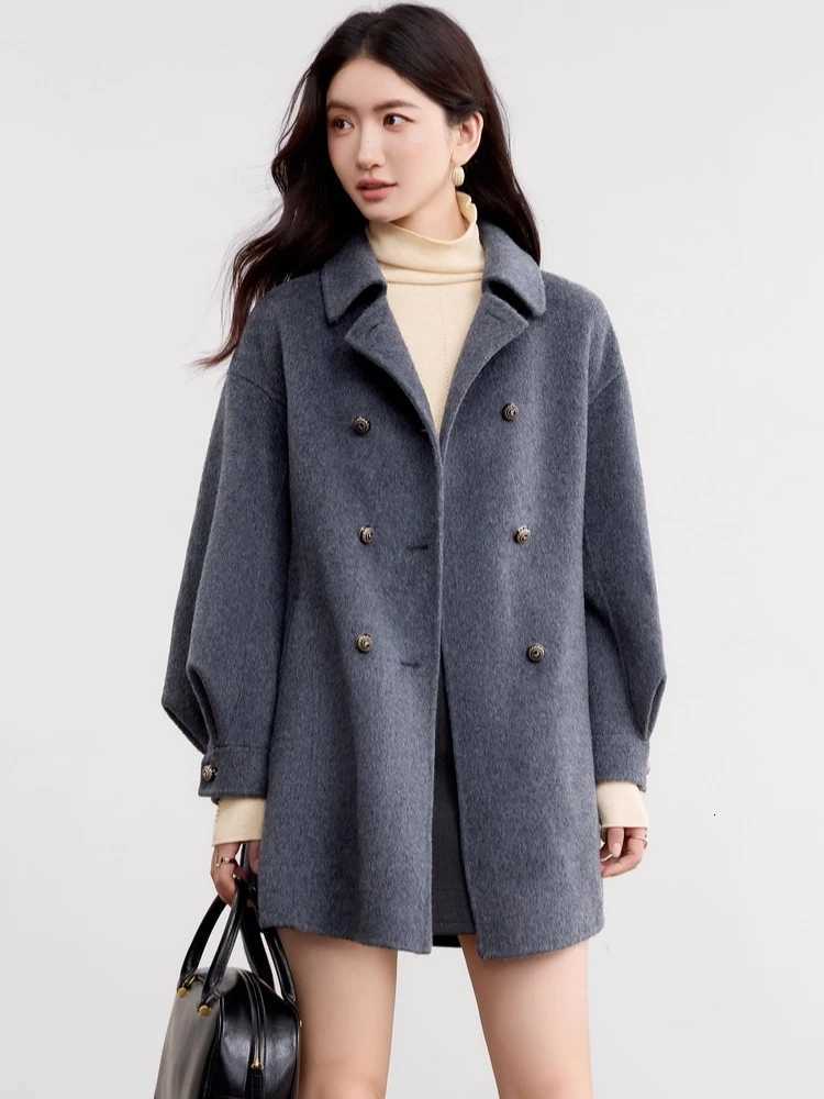 SENTUBILA MidLength Wool Coat for Woman 2025 Winter Solid Detachable Belt Jackets Doublesided Woolen Coats Elegant W54OG3688XT251101