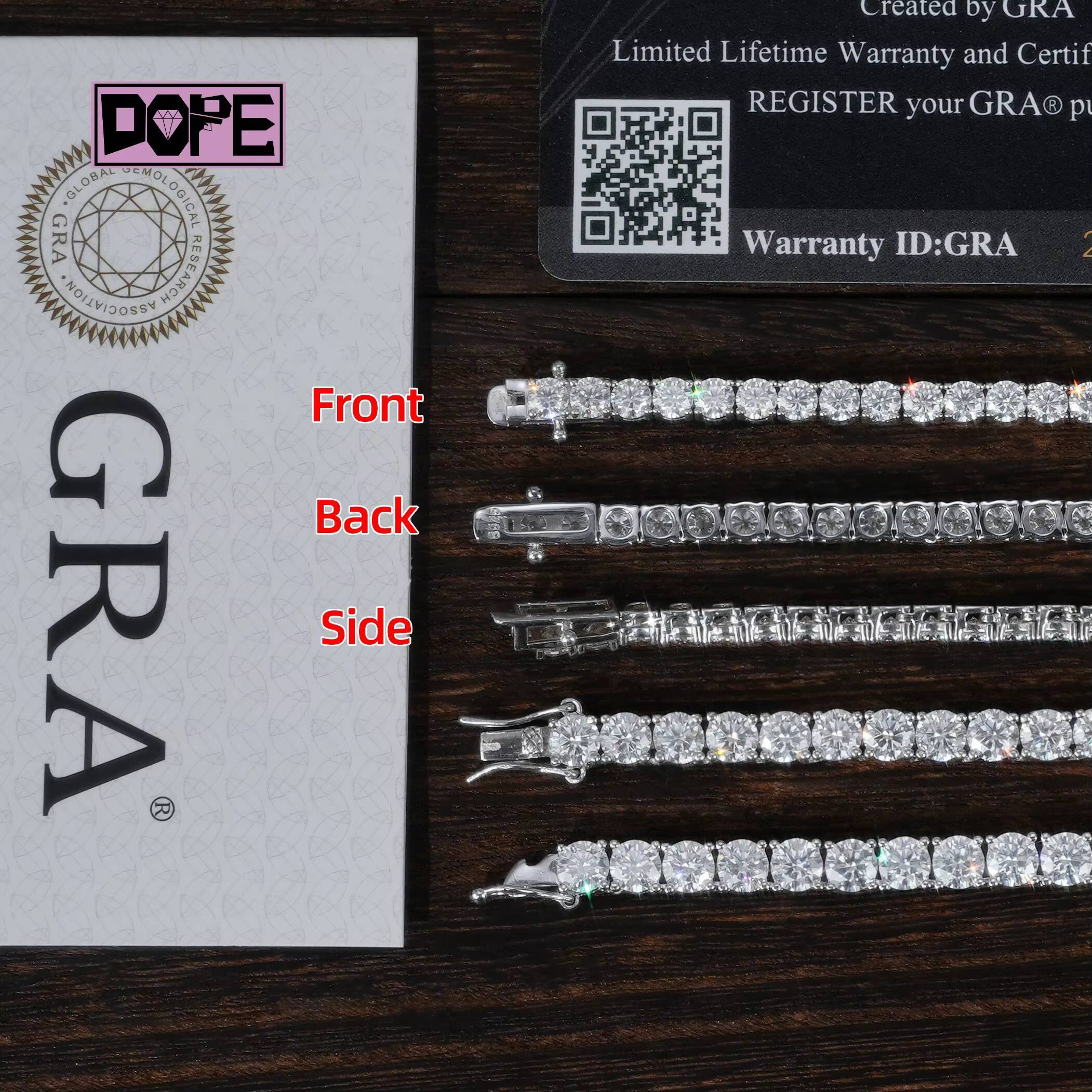 Highest Quality 2mm 3mm 4mm 5mm Moissanite Chain 925 Silver Fine Jewelry Iced Out Necklace VVS Diamond Moissanite Tennis Chain