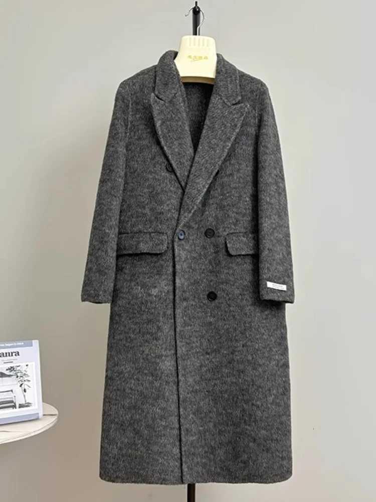 Double Sided Woolen Coat Korean 2Piece Set New High Quality Long Blazer JacketVest Fashion Loose Office Suit Wool Coats WomenT251101