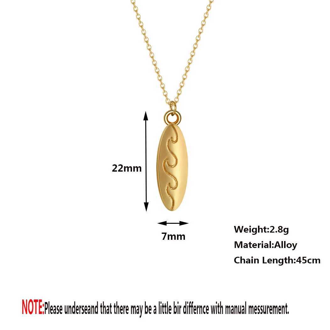 Kinitial Fashion Ocean Wave Surfboard Necklace For Women Man Lovers Sharp Surfboard Shape Pendant Necklace Engagement JewelryC250407