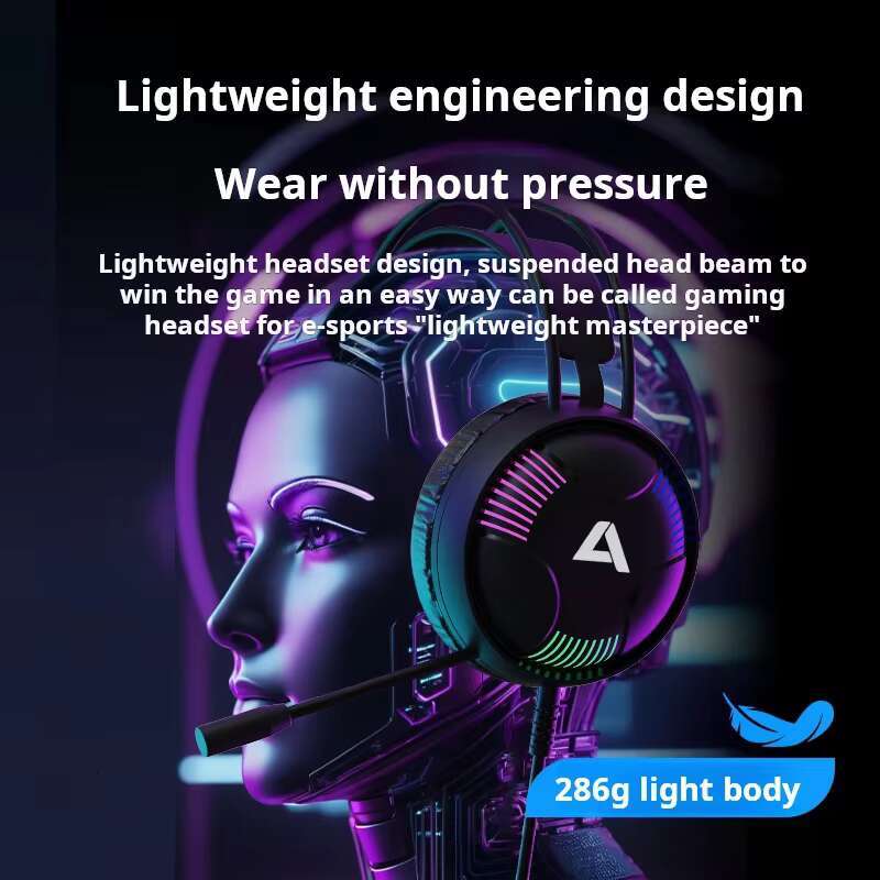 Three-Color Cool Rgb Light Functional Features Gaming Earphones Headsets With Mic