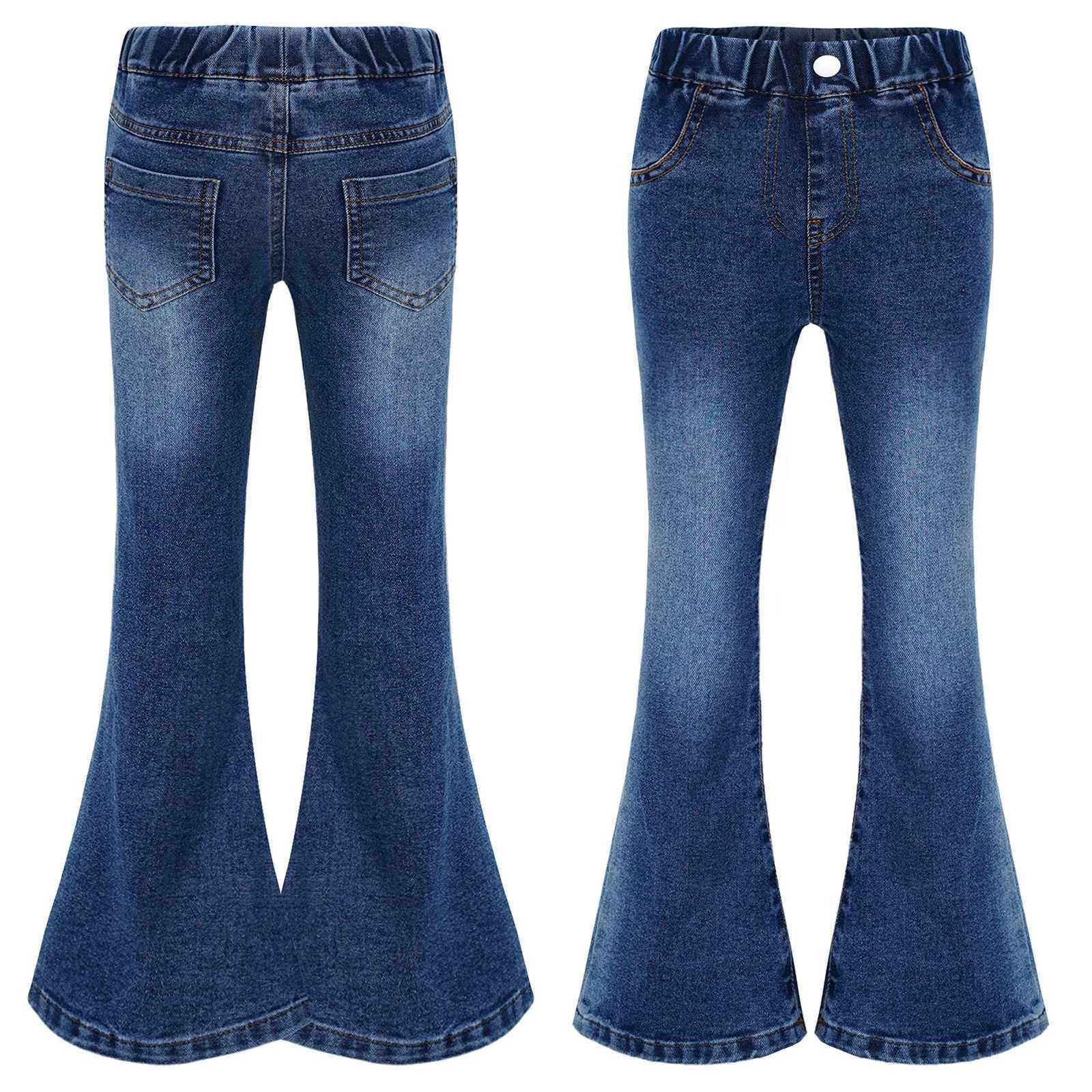 Kids Cowgirl Cute Flare Bootcut Jeans Bell Bottoms Slim Fit Jeans for Girls Casual Denim Long Pants Trousers Streetwear Pants J251031