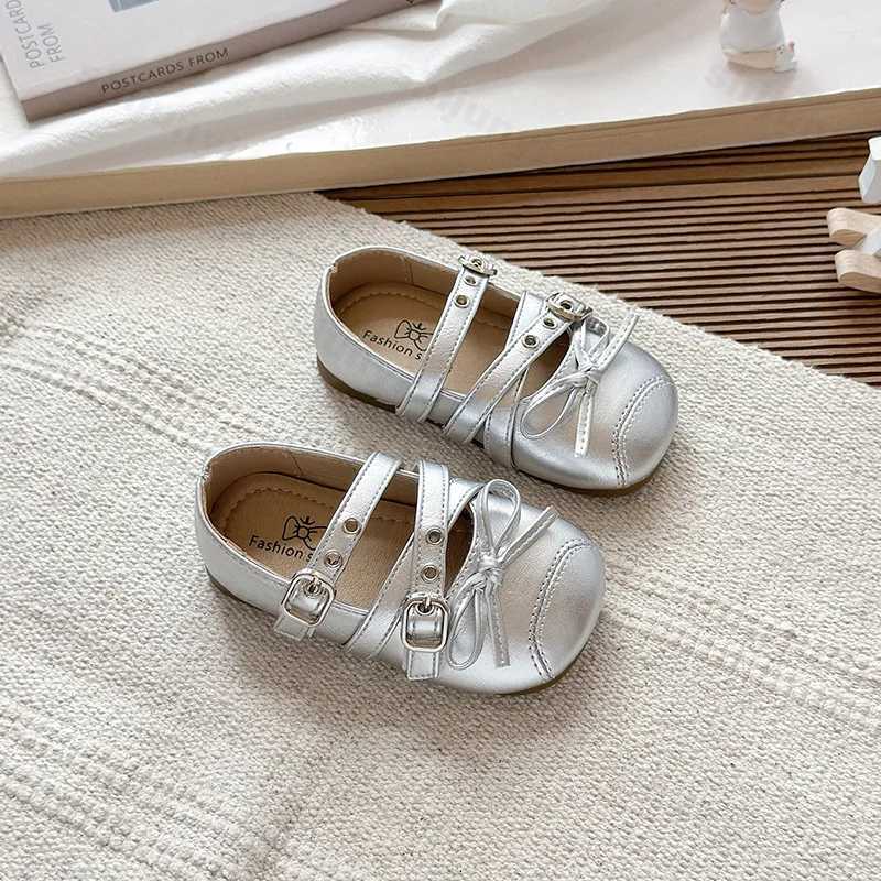 Children PU Leather Shoes Autumn 2025 Girl Princess Shoes Kids Comfortable Anti Slip Fashion Soft Bottom Mary Jane Flat ShoesT251101