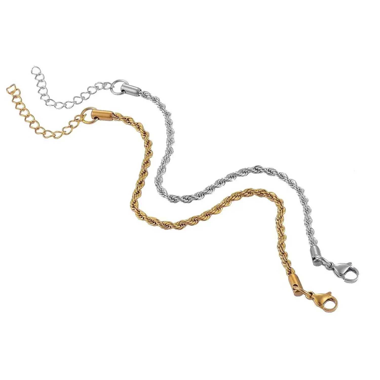 2/3/4/5/6mm Twisted Rope Chain Stainless Steel Rope Chain Bracelet 2.0mm-6.0mm Hip Hop Bracelet Mens Bracelet Y250329