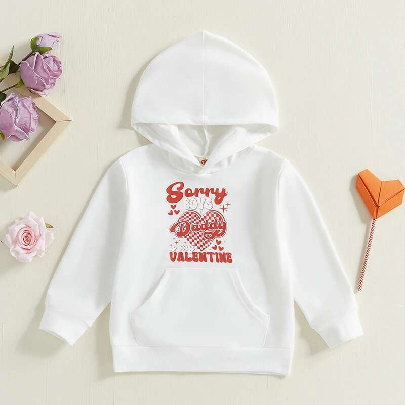 Ddmyshoesvip Kids Girls Boys Fall Hoodies Fashion Letters Heart Print Long Sleeve Hooded Sweatshirt Valentines Day Clothes Pullovers