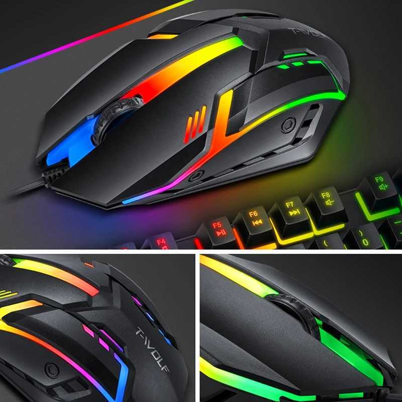 Oulilan T-WOLF 4-in-1 keyboard and mouse head set mouse pad wired gaming home office computer accessories illuminated keyboard z250401