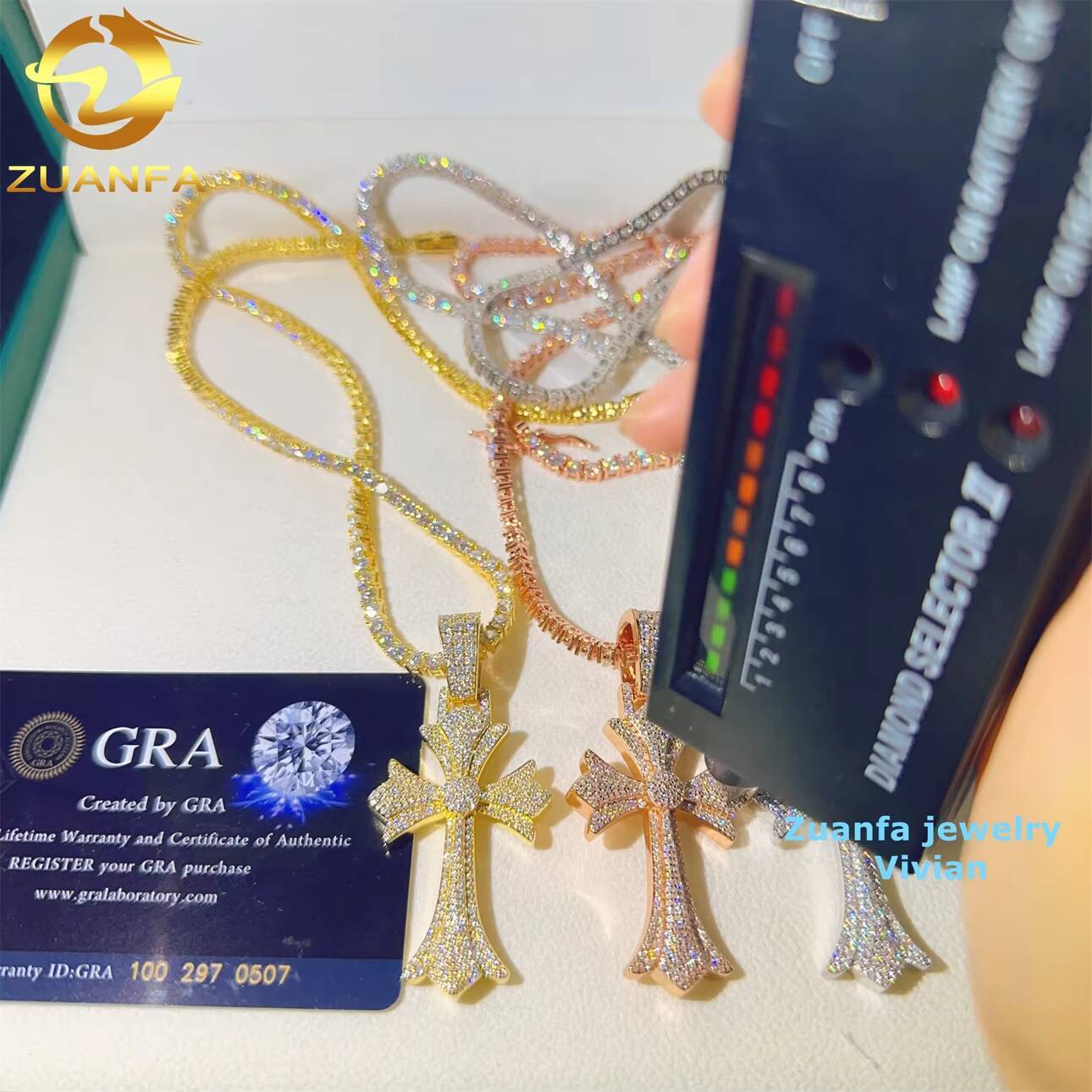 Pass Diamond Test Sterling Silver 925 Moissanite Pendant Men Hip Hop Iced Out Fashion Corss Moissanite Pendant