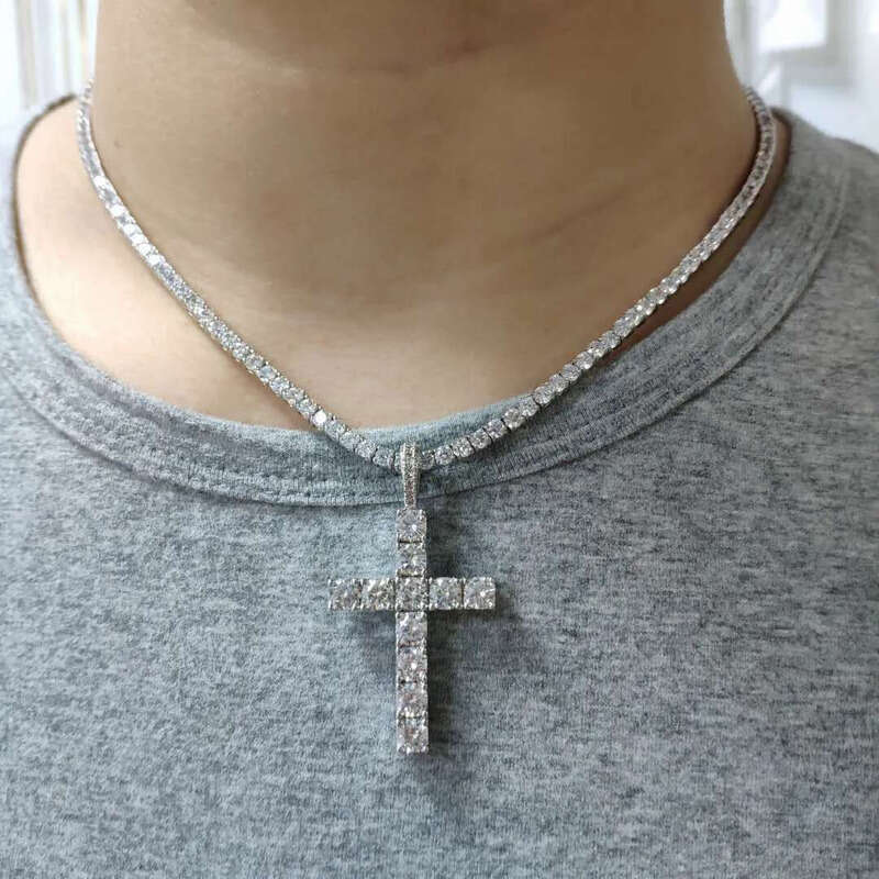 TopBg 5A Zircon Cross Pendants Necklace Platinum Plated Men Women Lover Gift Couple Religious Jewelry