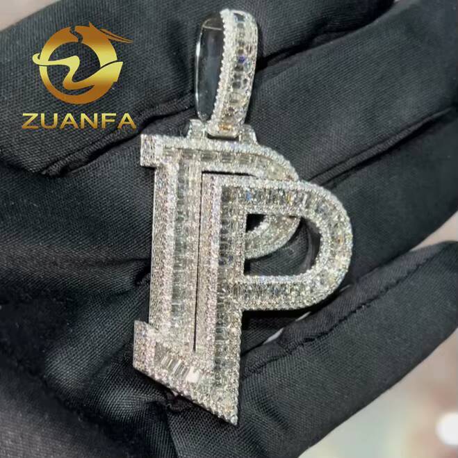 Hip Hop Jewelry Iced Out Pendant 925 Silver Moissanite Diamond Hip Hop Letter Pendant Overlap Design Pass Diamond Tester