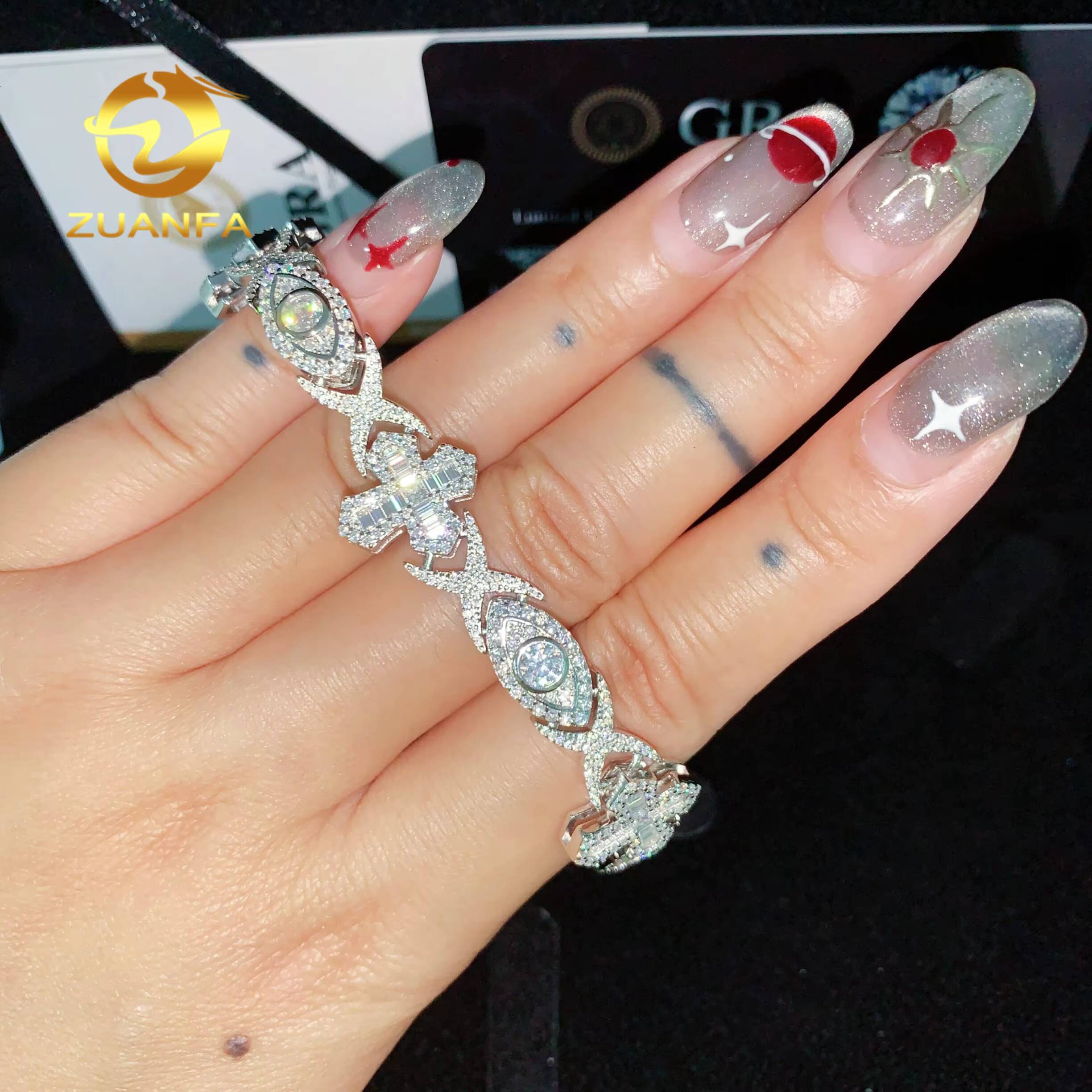 Cross Evil Eyes Moissanite Cross Necklace Bracelet Infinity Cuban Link Chain Moissanite Cuban Link Bracelet