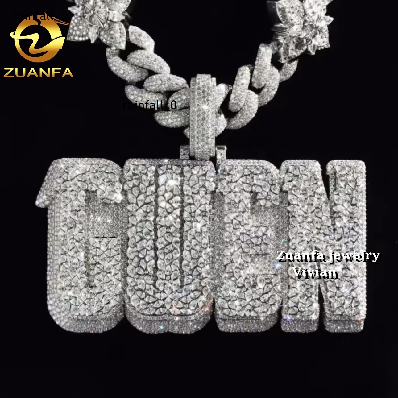 Custom Hip Hop Pendant VVS Moissanite Luxury Siler 925 Fashion Iced Out Fine Jewelry Custom Chain Pendant