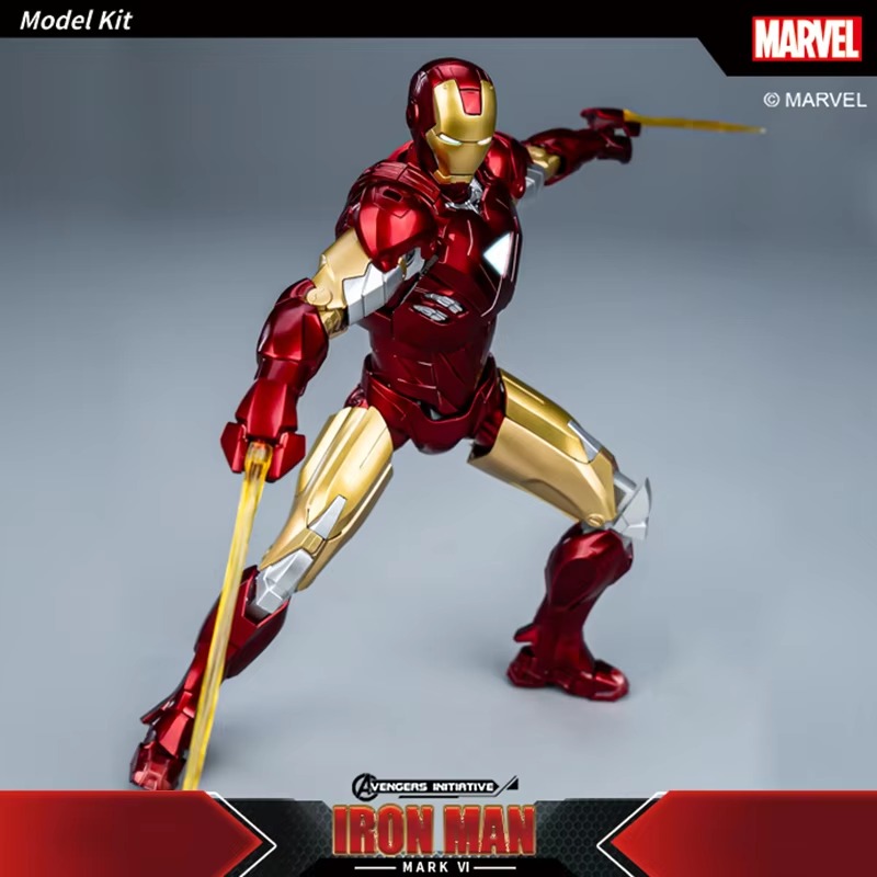 Fondjoy Marvel Avengers Iron Man MK6 1/12 Scale ABS Action Figure, Movable Joints Collectible Model Kit for Boys Adult Collectors, Birthday Gifts