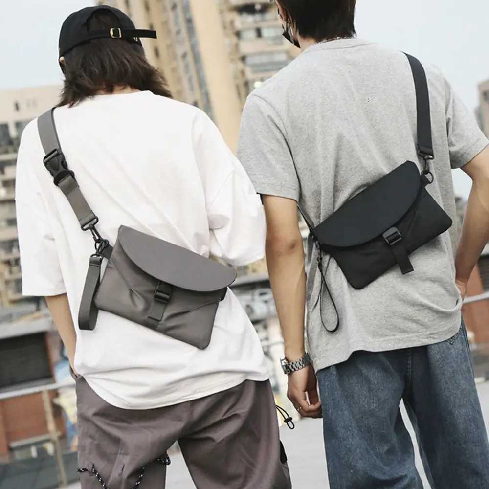 Men Nylon Chest Pack Cellphone Pouch Outdoor Sports Crossbody Bag Casual Running Cycling Sling BagW251101