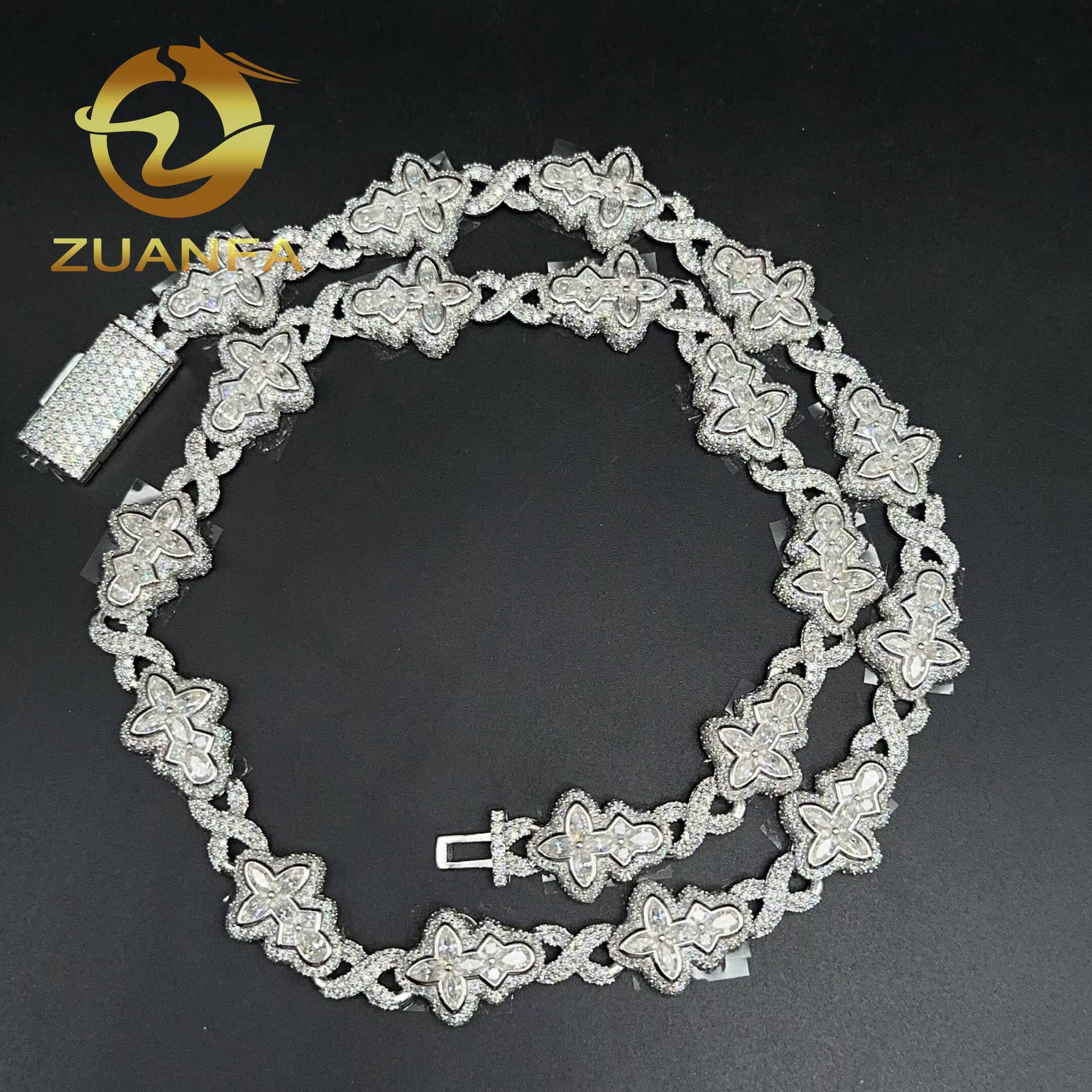 925 Silver Cuban Link Chain Moissanite Hip Hop Jewelry Iced Out Cross Cuban Chain Necklace With GRA Certificate