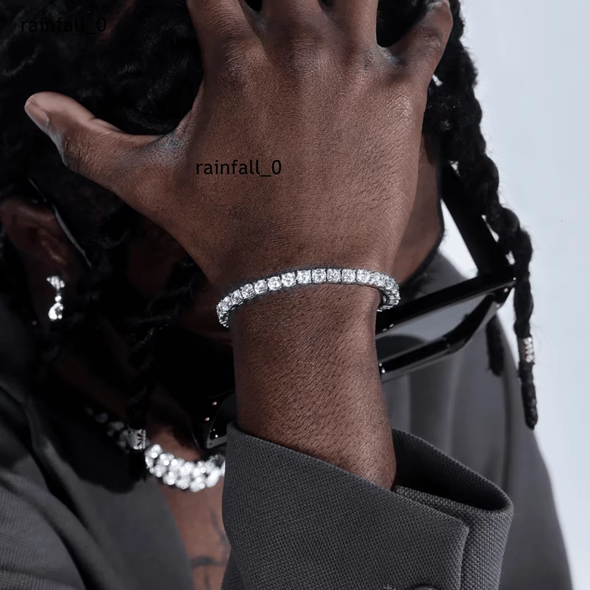 65mm 1CT White 925 Sterling Silver VVS Moissanite Diamond Tennis Link Chain Bracelet Iced Out Unisex Jewelry Men Women Bracelet