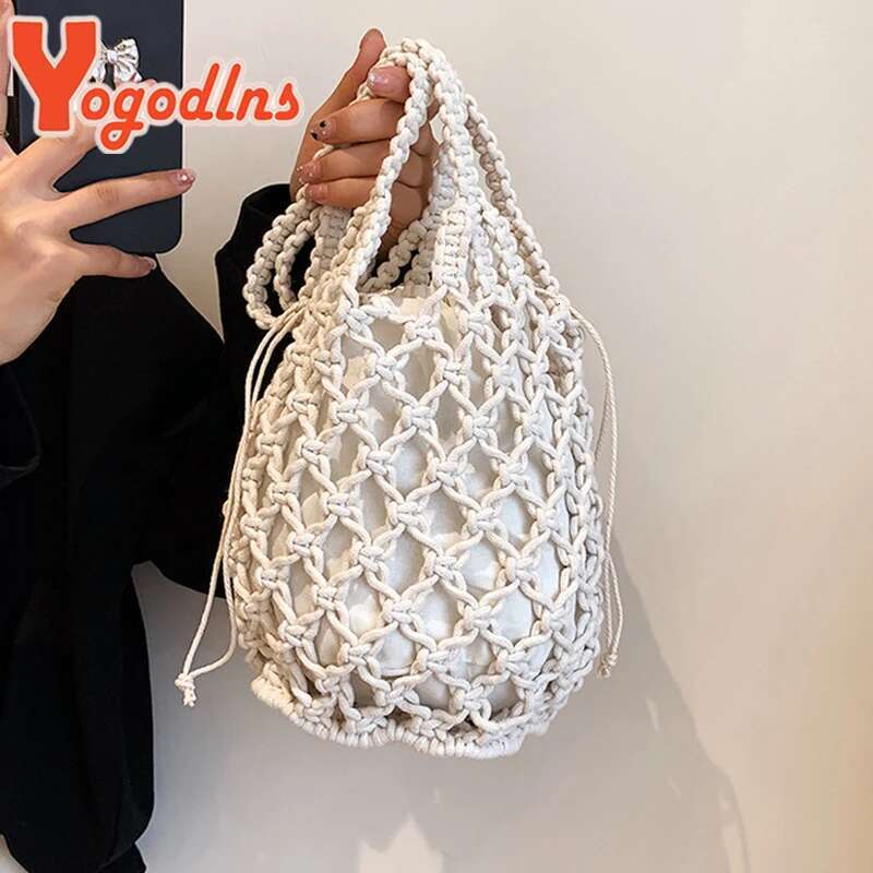 Drawstring Women's Bucket Summer Woven Shoulder Bags Purse Beach Handbag Straw Handbags Casual Crossbody Bag