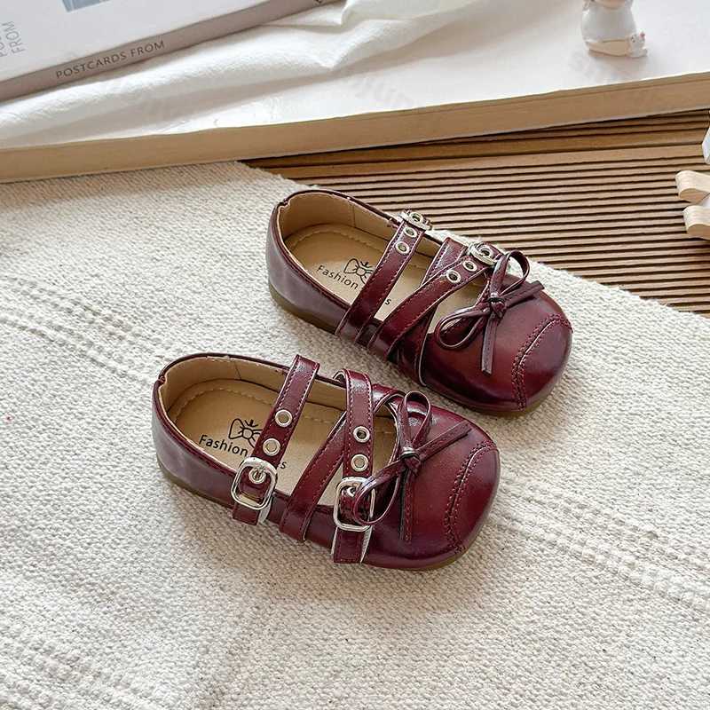 Children PU Leather Shoes Autumn 2025 Girl Princess Shoes Kids Comfortable Anti Slip Fashion Soft Bottom Mary Jane Flat ShoesT251101