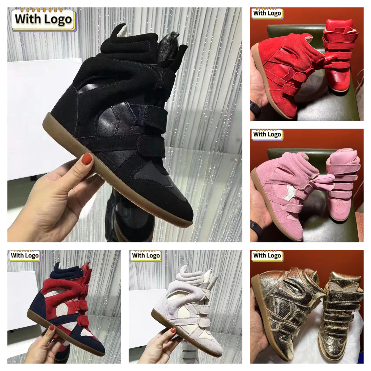 High quality Boots designer boots boots hot sale woman genuine real leather pink red khaki black 6 cm heel marants suede wedge sneakers internal height increase boots