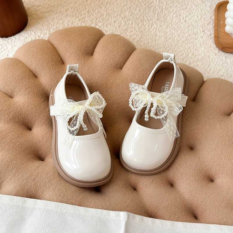 Spring Autumn Girls Performance Leather Shoes Fashion Lolita Kids Princess Mary Jane Shoes Chic Lace Bowknot Children Flat ShoesT251101