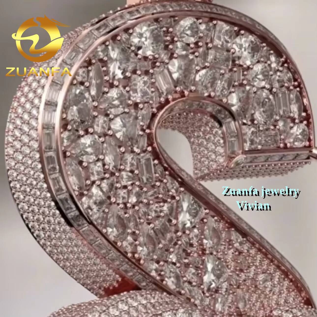 Custom Hip Hop Pendant VVS Moissanite Luxury Siler 925 Fine Jewelry Iced Out Fashion Custom Letter Pendant