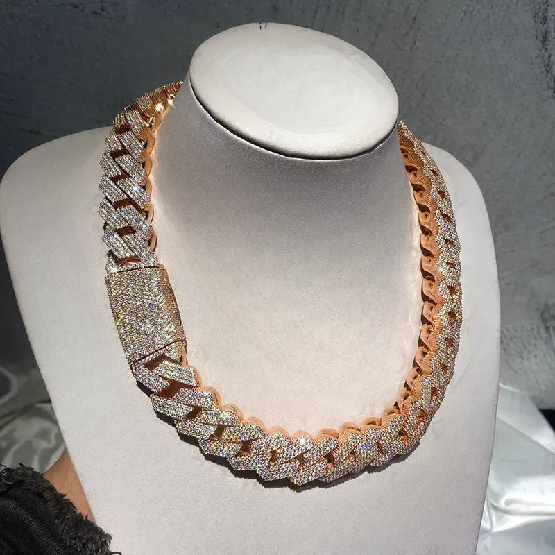 classics Hip Hop Rapper Mossanite Necklace Jewelry Vvs Sterg Sier 20mm Black Dia Moissanite Cuban k Chain