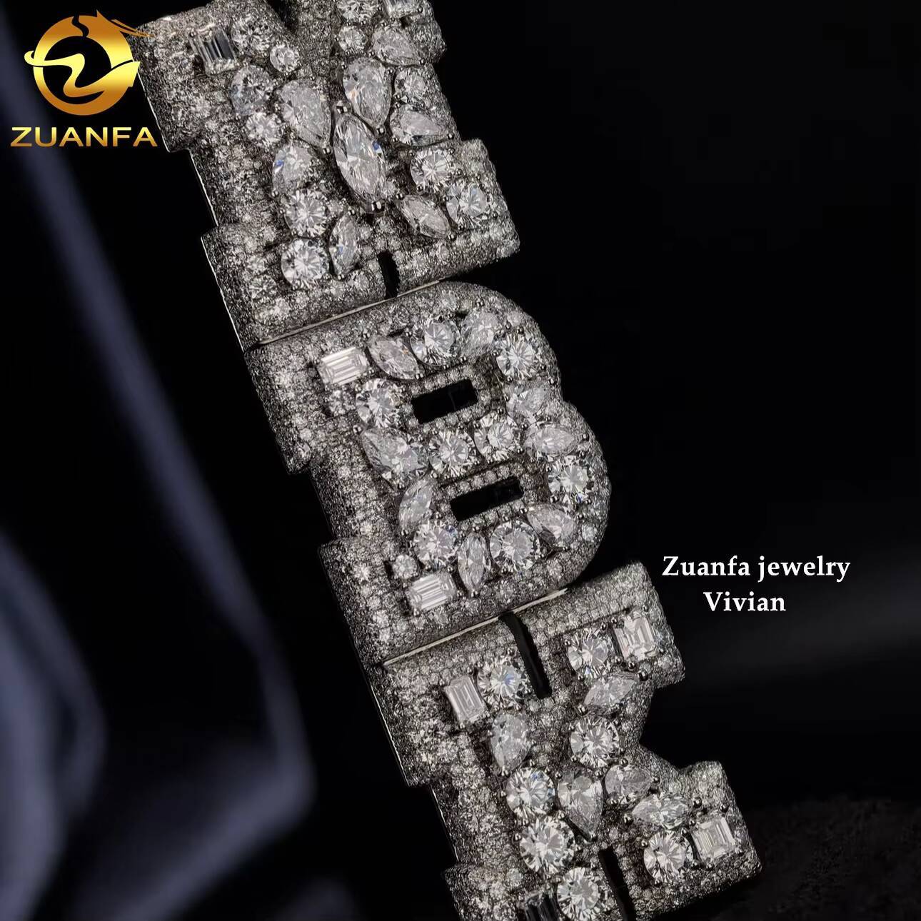 Custom Hip Hop VVS Moissanite Pendant Luxury 925 Fine Jewelry with Iced Out Fashion Moissanite Letter Pendant