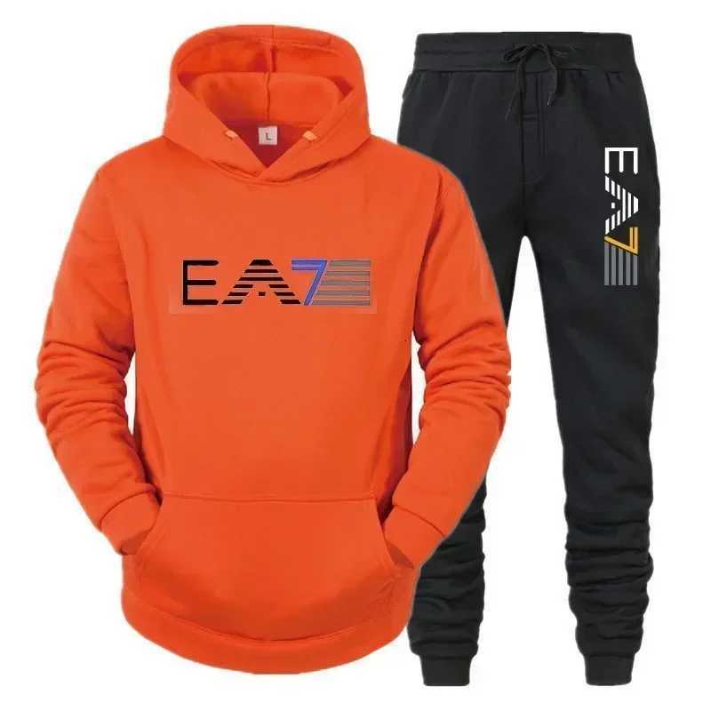 2025 New Mens Fashion Leisure Sportswear Outdoor Fitness Jogging Hoodie Set Sports Luxury HoodiePants Set ClothingT251101