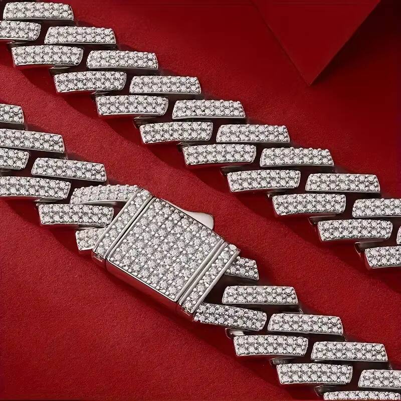 Moissanite Cuban Link Chain S925 Silver Plated 18K Gold Iced Out Hip Hop Style Certified Jewelry for Men Statement Cuban Chain