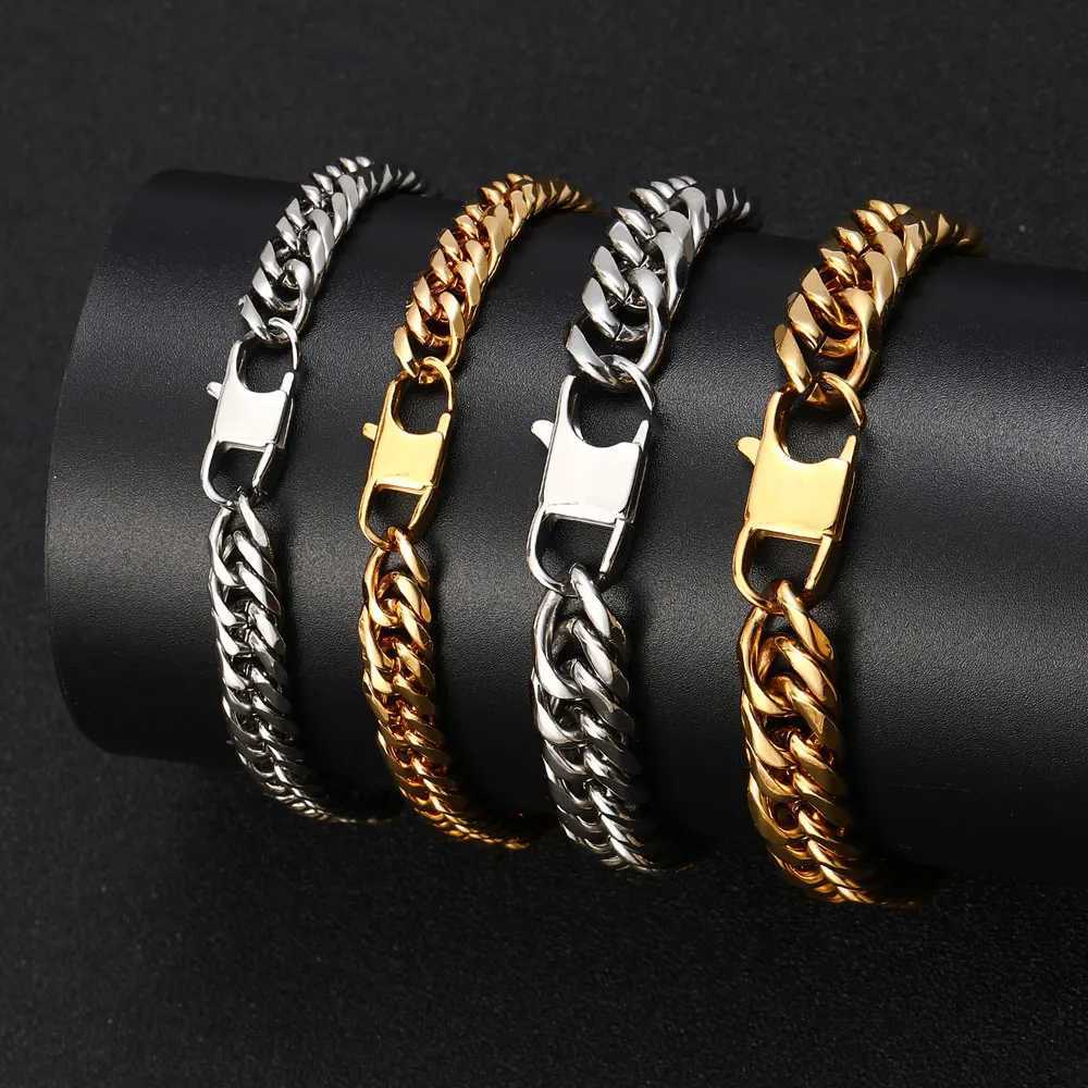 Hip Hop Jewelry Fashion 7mm 9mm Simple Miami Stainless Steel Luxurious Cuban Link Bracelet Mens Party Gift Y250329