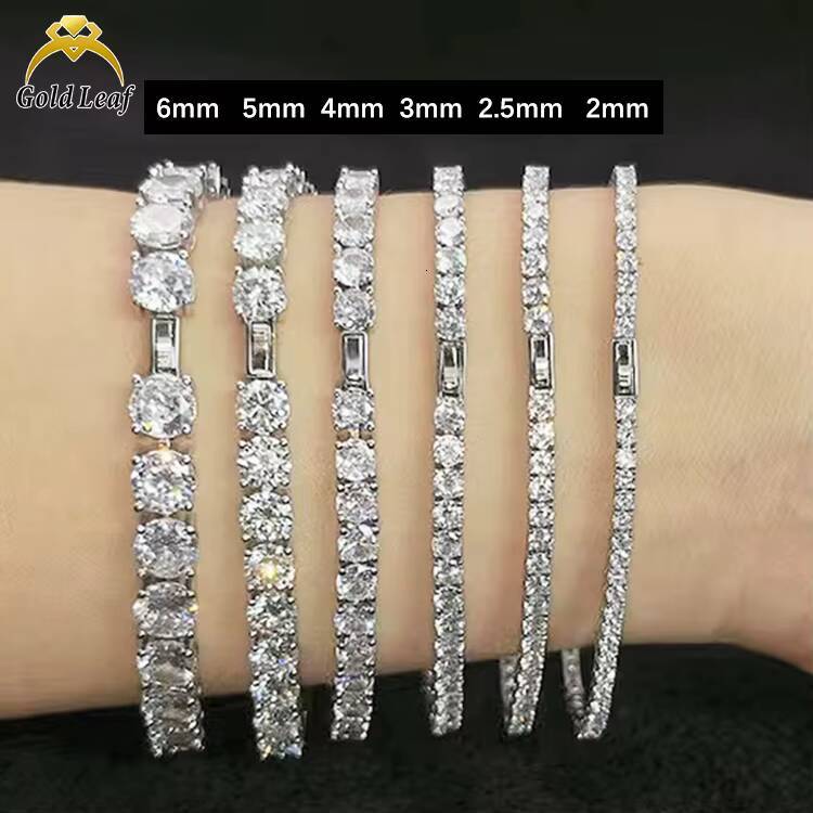 Goldleaf Fine Jewelry Hot Sale Classic 3mm5mm D Color VVS Moissanite Bracelet 925 Sterling Silver Gift Moissanite Tennis Chain