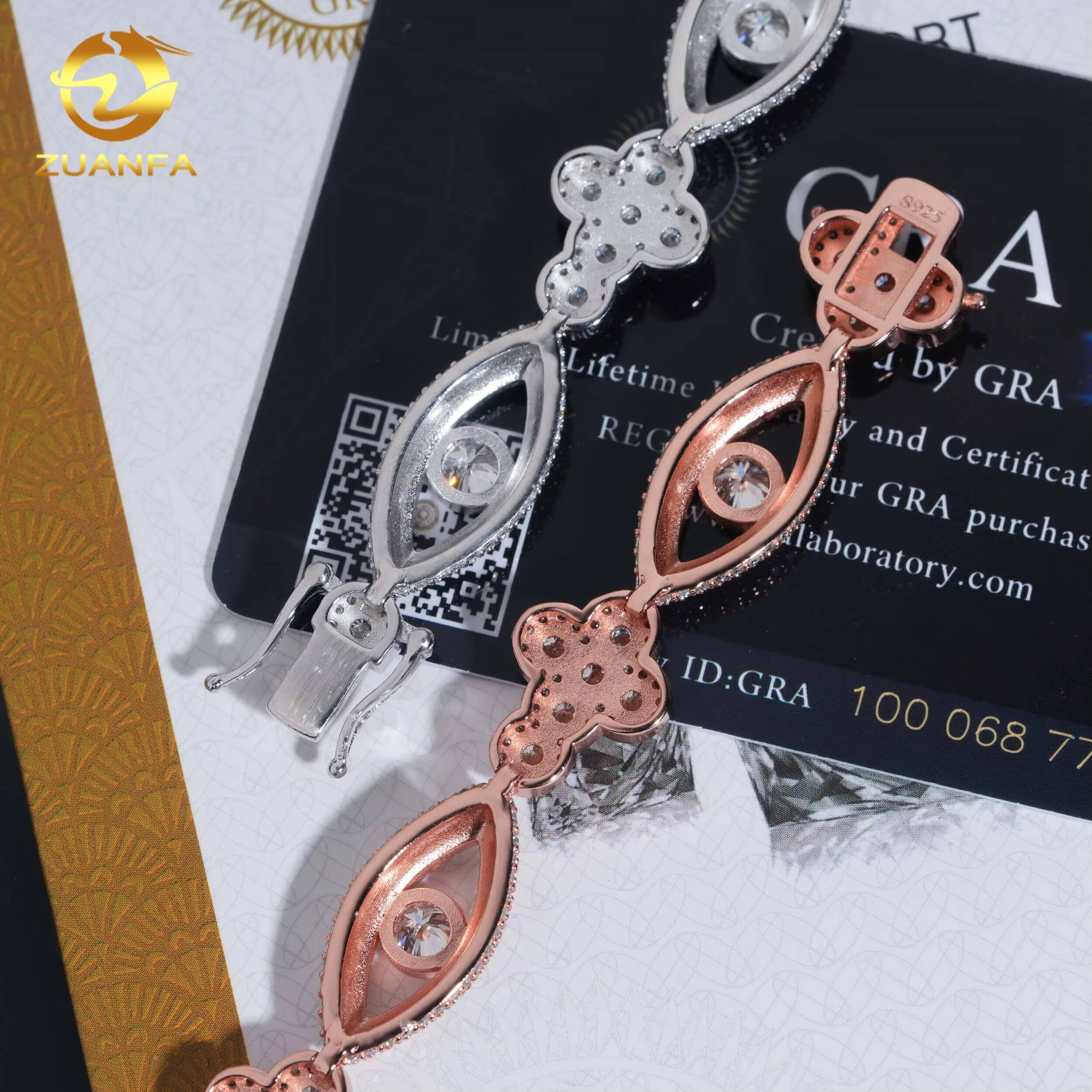 Trending 126mm Cross Evil Eyes Moissanite Bracelet Cuban Link Chain Moissanite Cuban Chain Moissanite Cuban Link Bracelet