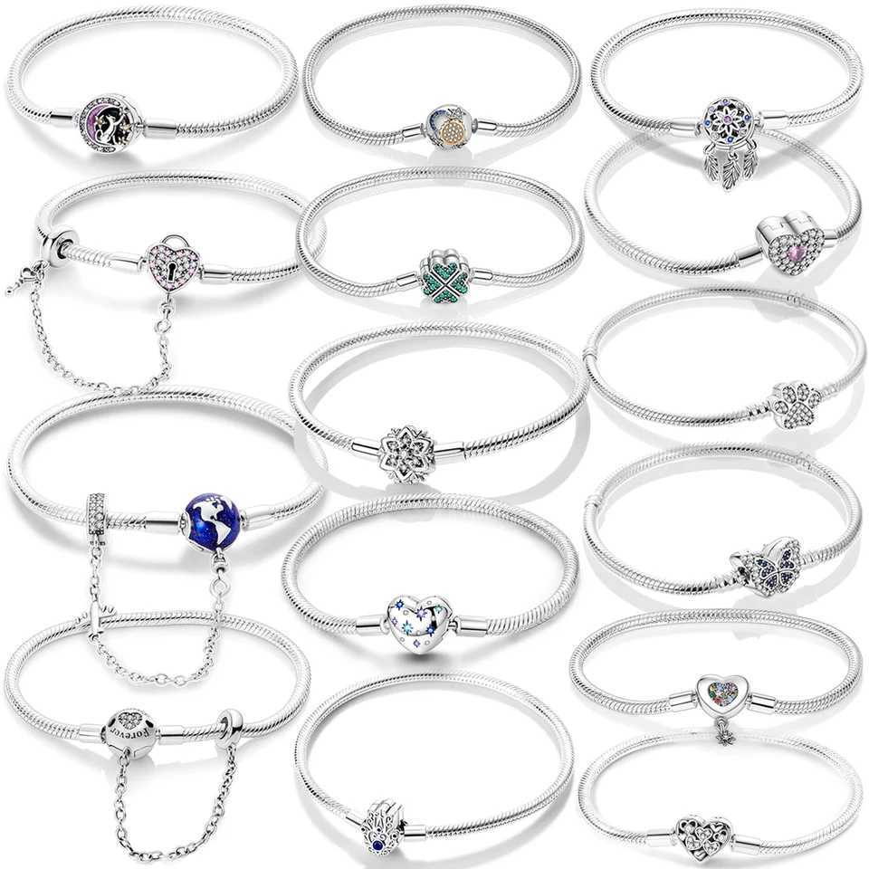 Original Heart Shell Butterfly Footprint Bracelet 925 Pure Silver Fit Brand My Charm Beads Fashion Womens Bracelet Jewelry Y250329