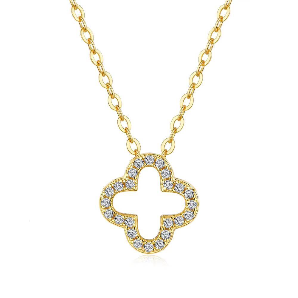 Luxury Clover Design Necklace VVS Moissanite Diamond Pendant for Women Wedding S925 Sterling Silver Chain Charm