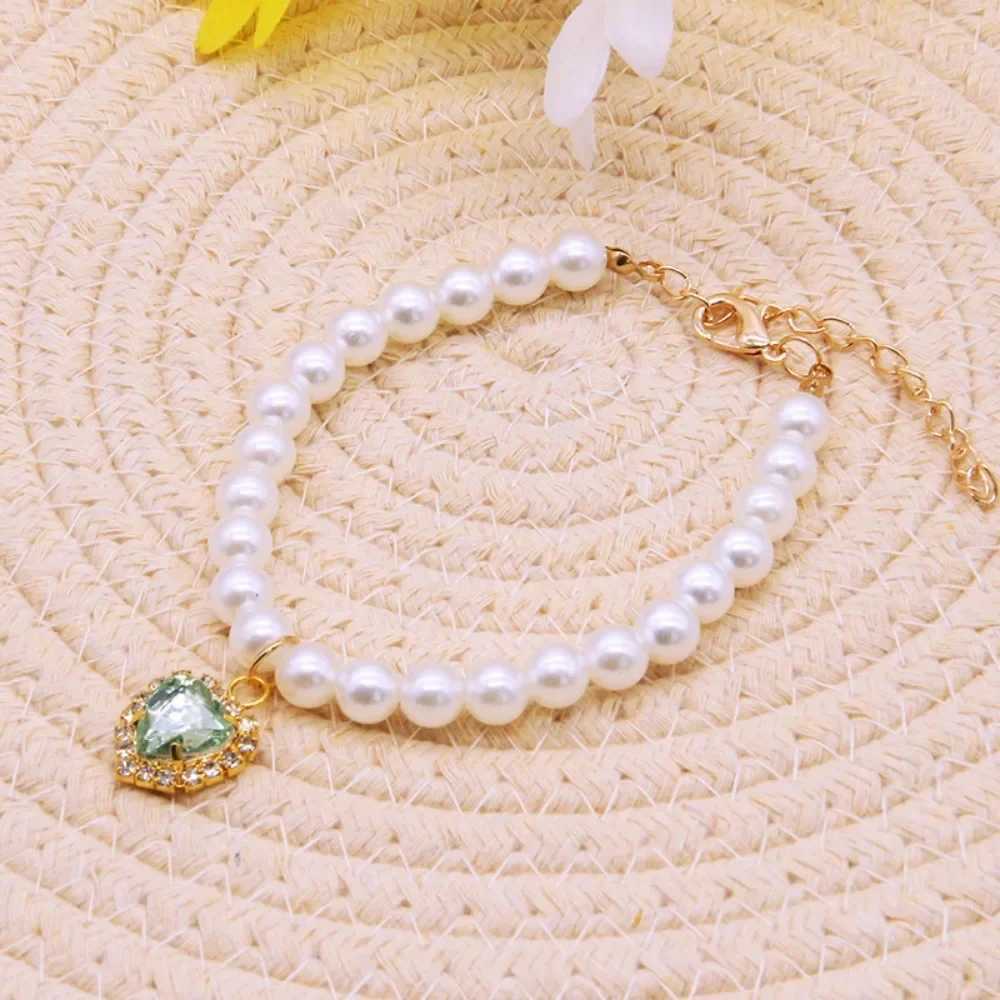 Luxury pearl pet collar pet cat and dog collar love pendant pet supplies love crystal necklace kitten necklace X250401