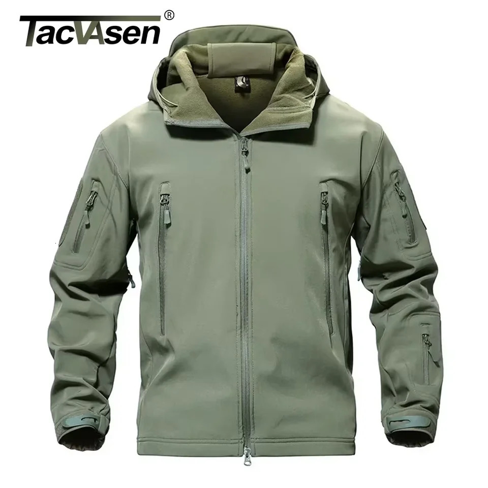 TACVASEN Solid Waterproof Fleece Lined Jacket Mens Jacket Softshell Outwear Coat Windbreaker Outdoor Warm Clothes with Pockets 251028CJ