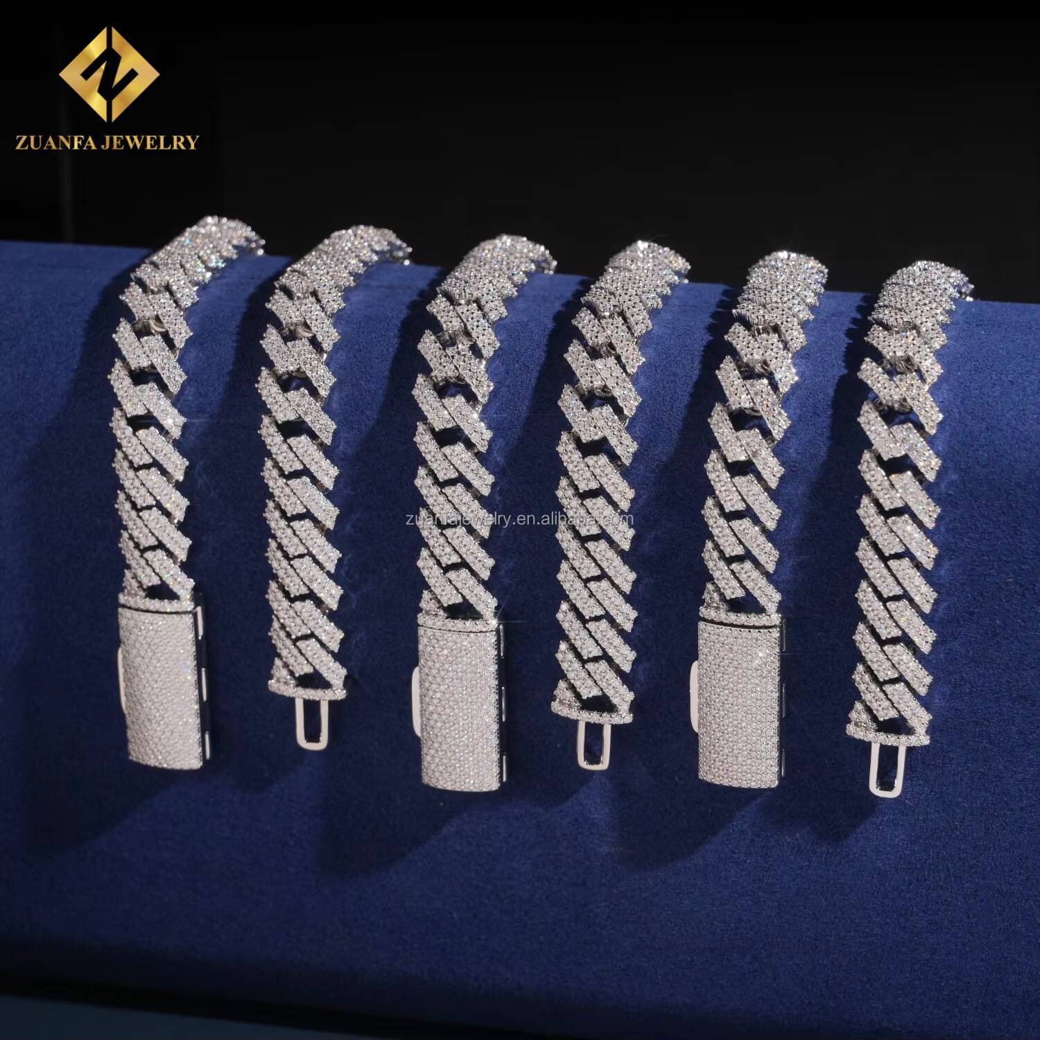 In USA Warehouse Iced Out Hip Hop Silver S925 12mm FL Moissanite Diamond GRA Certificate Miami Cuban Chain Bracelet Man Style