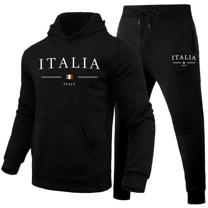 Italy Fashion Mens Sportswear 2pcs Set HoodiesSweatpants High Quality Male Daily Casual Sports Jogging Suit Winter Gym OutfitsT251101