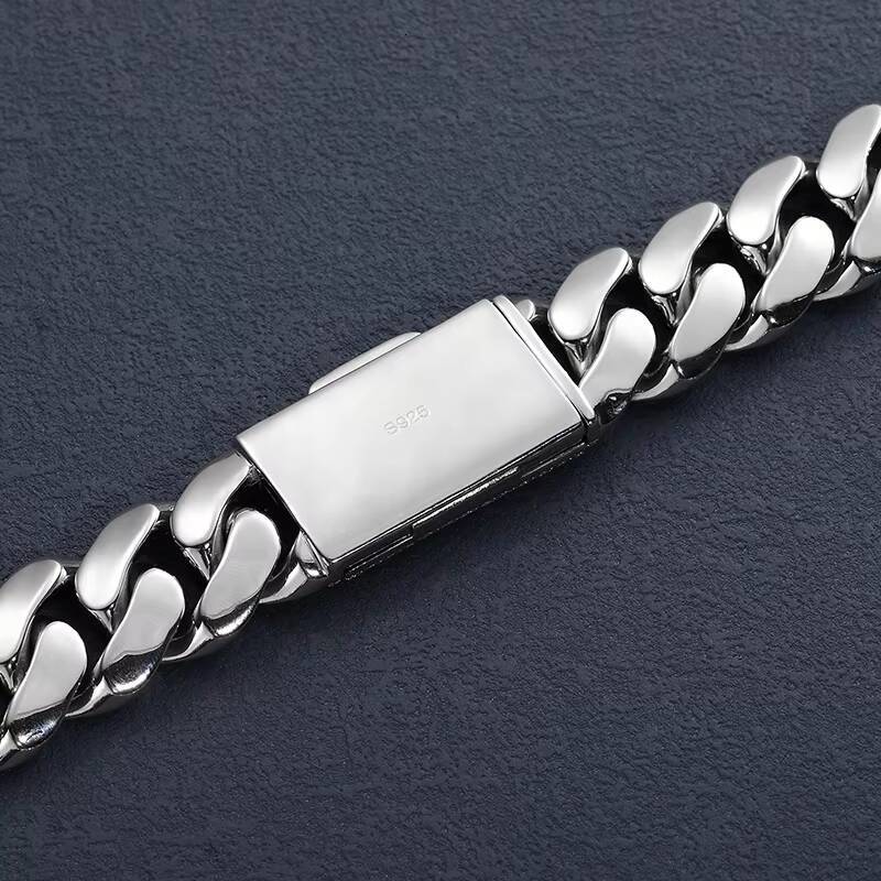 Hip Hop Jewelry Mens 18K Gold 925 Sterling Silver VVS Moissanite Diamond Iced Out Buckle Heavy Plain Cuban Link Chain Necklace