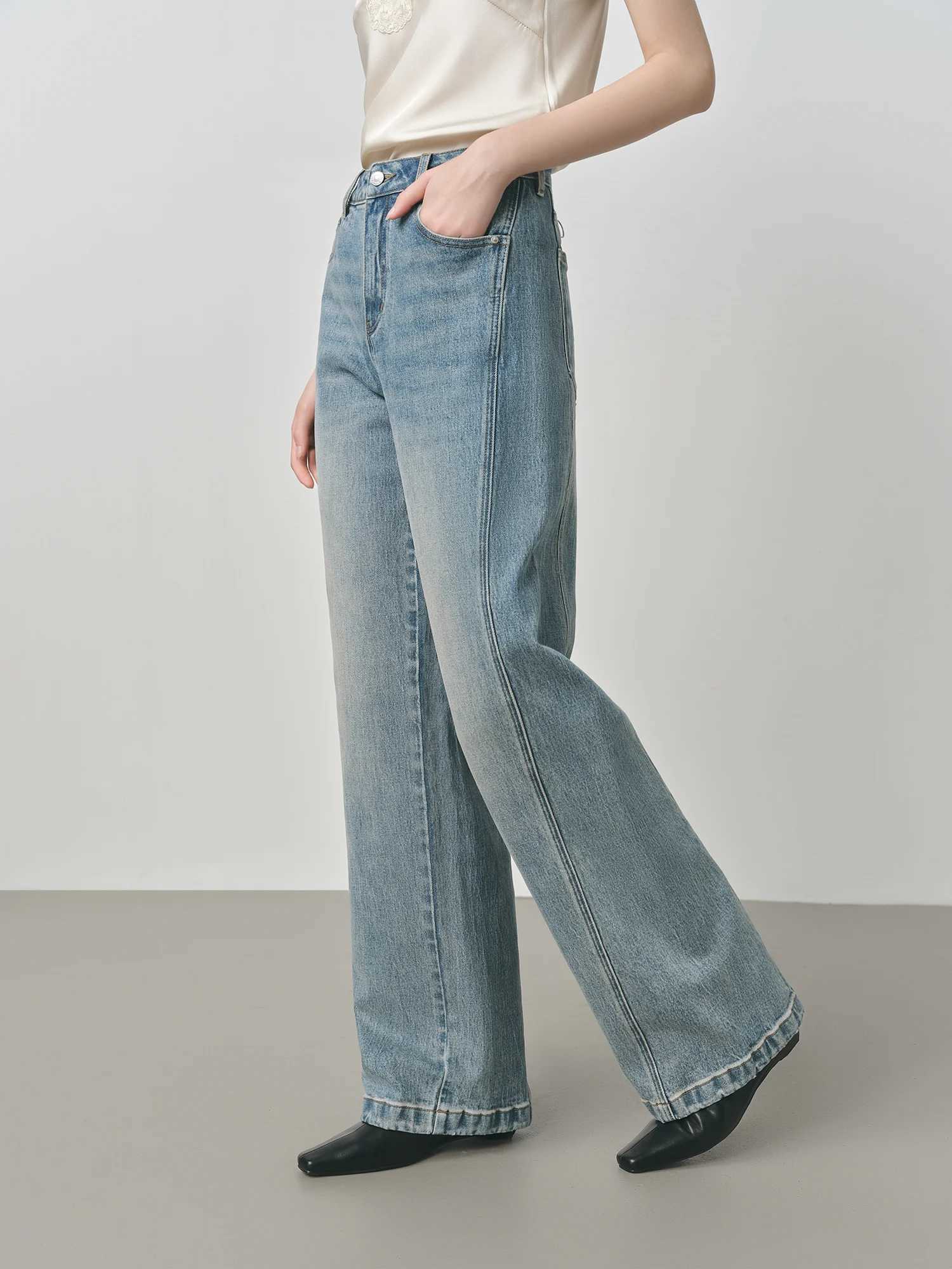 FSLE Retro Raw Denim Highwaist Straightleg Jeans Womens 2025 Early Autumn New 3D Cut Slimming Jeans 25FS13104 J251031