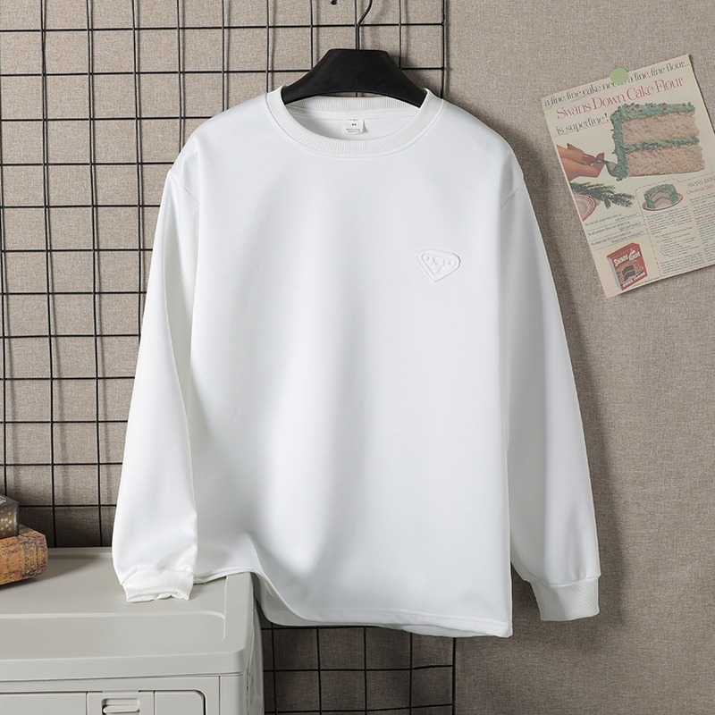 Long Sleeve T-shirt For Men National Trend Hong Kong Style Heavyweight Crew Neck Base Shirt Designer T-shirt New Spring And Autumn Solid Color Pullove